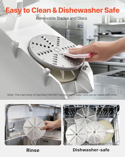 VEVOR Commercial Food Processor 2 Feeding Holes, 550W Electric Vegetable Slicer 1600 RPM, Stainless Steel Vegetable Processor Detachable 6-blades, 3mm/4mm/7mm Shred, 2mm/4mm Slice - My Kitchen Products