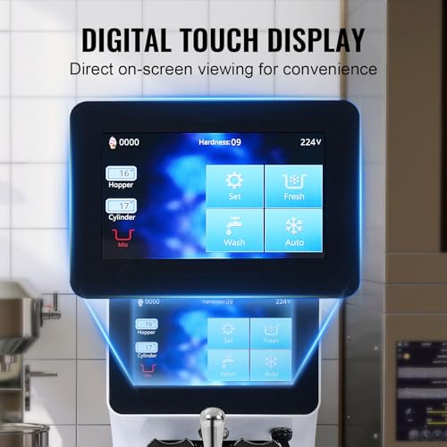 VEVOR Commercial Ice Cream Machine, 1000W Single Flavor Soft Serve Ice Cream Maker, 10.6 QT/H Yield, 4L Hopper & 1.6L Cylinder, Touch Screen, Auto Clean & Pre-Cooling, Countertop Restaurant Snack Bar - My Kitchen Products