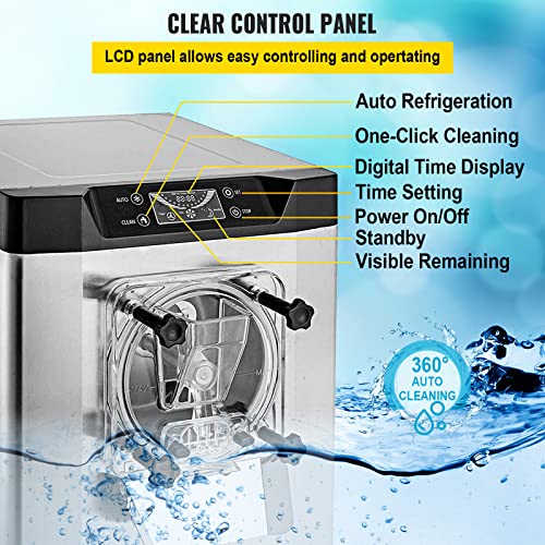 VEVOR Commercial Ice Cream Machine 1400W 20/5.3 Gph Hard Serve Ice Cream Maker with LED Display Screen Auto Shut-Off Timer One Flavors Perfect for Restaurants Snack bar Supermarkets - My Kitchen Products