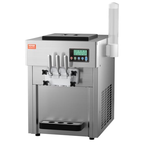 VEVOR Commercial Ice Cream Machine, 21 QT/H Soft Serve Ice Cream Maker with LCD Panel Auto Clean 3-Flavor Pre-cooling for Restaurant Snack Bar - My Kitchen Products