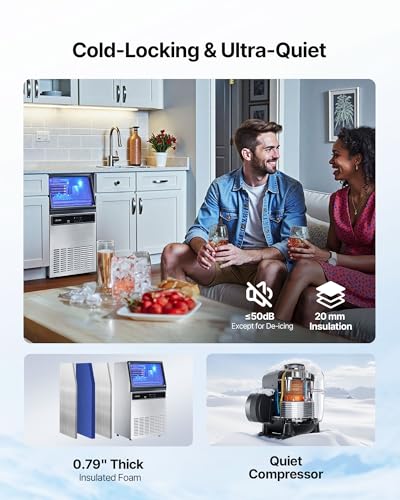 VEVOR Commercial Ice Maker Machine, 130Lbs/24H with 33Lbs Storage, 45 Cubes per Cycle, Stainless Steel Freestanding & Under Counter Ice Maker with LED Display & Self-Cleaning, for Home Bar Restaurant - My Kitchen Products