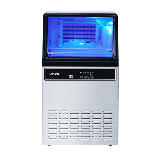 VEVOR Commercial Ice Maker Machine, 130Lbs/24H with 33Lbs Storage, 45 Cubes per Cycle, Stainless Steel Freestanding & Under Counter Ice Maker with LED Display & Self-Cleaning, for Home Bar Restaurant - My Kitchen Products