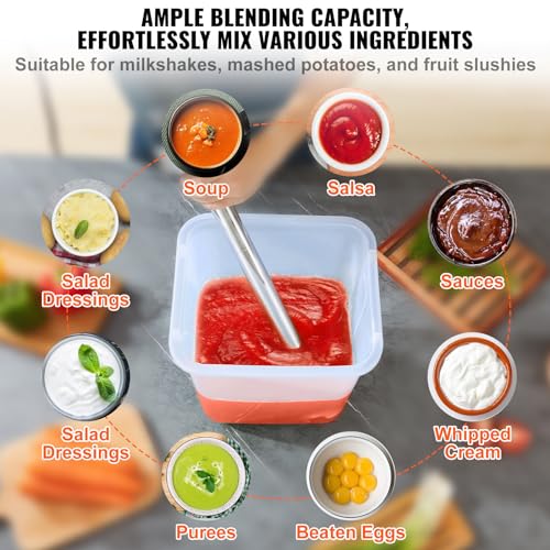 VEVOR Commercial Immersion Blender, 500 Watt 20Inch Heavy Duty Hand Mixer, Variable Speed Mixer with 304 Stainless Steel Blade, Multi-Purpose Portable Mixer for Soup, Smoothie, Puree, Baby Food - My Kitchen Products