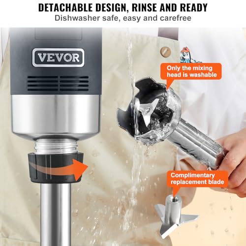 VEVOR Commercial Immersion Blender, 750W 16" Heavy Duty Hand Mixer, Variable Speed Kitchen Stick Mixer with 304 Stainless Steel Blade, Multi-Purpose Portable Mixer for Soup, Smoothie, Puree, Baby Food - My Kitchen Products