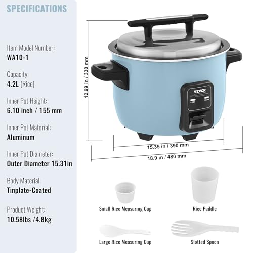 VEVOR Commercial Rice Cooker, 23-Cup Rice Cooker, 4.2L Large Rice Cooker and Warmer with Nonstick Inner Pot, Fast Cooking and 24-Hour Keep Warm, with Rice Cup and Paddle, cETL Approved - My Kitchen Products
