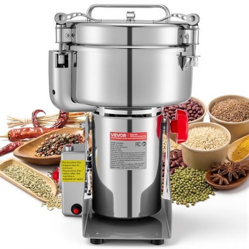 VEVOR Electric Grain Mill Grinder, 3400W 2500G Spice Corn Dry Grinding