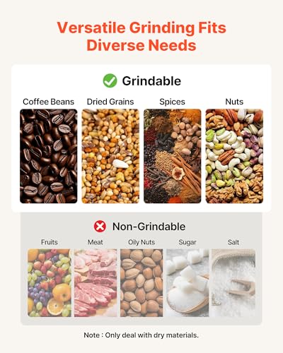 VEVOR Electric Grain Mill Grinder, 3400W 2500G Spice Corn Dry Grinding Machine, 32000RPM High Speed Stainless Steel Pulverizer Powder Machine for Dried Grain Coffee Bean Spice Nut (270° Swing Type) - My Kitchen Products