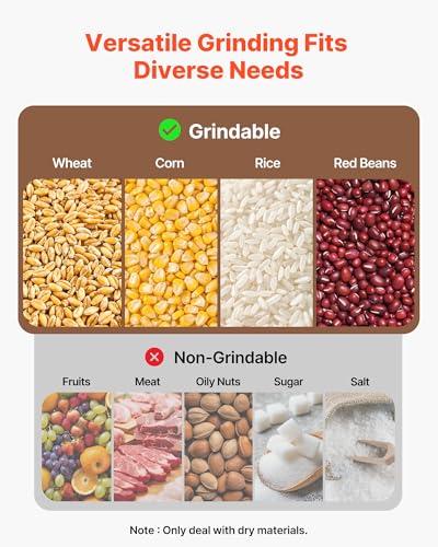 VEVOR Electric Grain Mill Grinder, Commercial Spice Grinders, 1500W Cast Iron Pulverizer Powder Machine with Non-Slip Rubber Feet, for Dry Grains, Spices, Cereals, Coffee, Corn & Pepper - My Kitchen Products