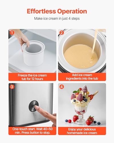 VEVOR Ice Cream Maker, 2.11 Qt. Large Capacity, Electric Automatic Ice-Cream Machine, with Easy Operation & Cleaning, Stainless Steel Shell, for Homemade Frozen Yogurt, Fruit Sorbet, Gelato, Silver - My Kitchen Products