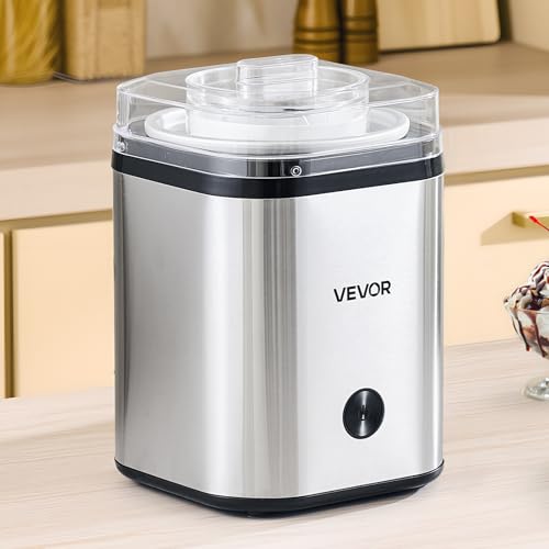 VEVOR Ice Cream Maker, 2.11 Qt. Large Capacity, Electric Automatic Ice-Cream Machine, with Easy Operation & Cleaning, Stainless Steel Shell, for Homemade Frozen Yogurt, Fruit Sorbet, Gelato, Silver - My Kitchen Products