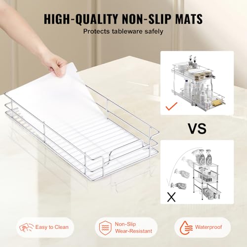 VEVOR Pull Out Cabinet Organizer, 12"W x 21"Dx15.2"H Heavy Duty Slide Out Pantry Shelves, Chrome-Plated Steel Roll Out Drawers for Home,13.5"Wx22"Dx19"H Inside Kitchen Cabinet, Bathroom, Under Sink - My Kitchen Products