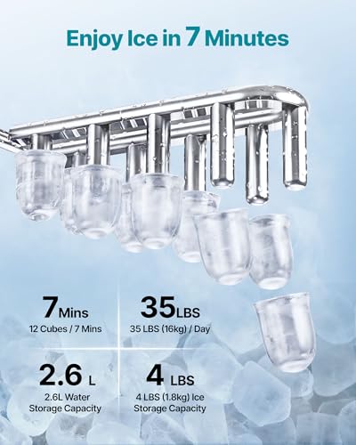 VEVOR Water Dispenser with Ice Maker, 3-in-1 Countertop Water Dispenser, 35 LBS/24H, 12 Cubes/7 Min Fast Ice Making with 4 LBS Storage, Bullet/Crushed ICES & Cold-Water, for Home, Kitchen, Party - My Kitchen Products