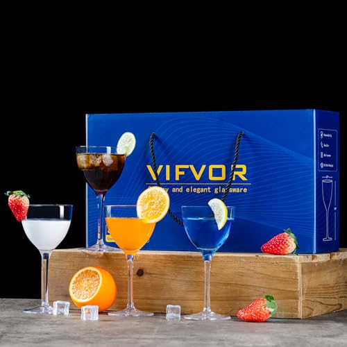 VIFVOR Martini Glasses Set of 6, Nick and Nora Glasses - 6oz Hand Blown Lead-Free Crystal Cocktail Glasses for Martini, Manhattan, Negroni, Aperitifs - Elegant Bar Glassware in Gift Box - My Kitchen Products