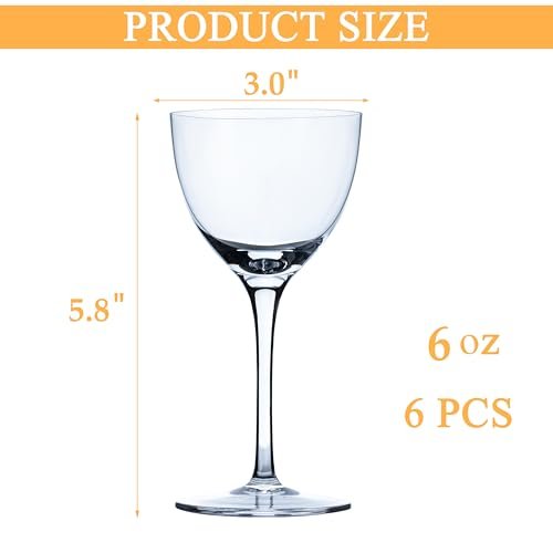 VIFVOR Martini Glasses Set of 6, Nick and Nora Glasses - 6oz Hand Blown Lead-Free Crystal Cocktail Glasses for Martini, Manhattan, Negroni, Aperitifs - Elegant Bar Glassware in Gift Box - My Kitchen Products