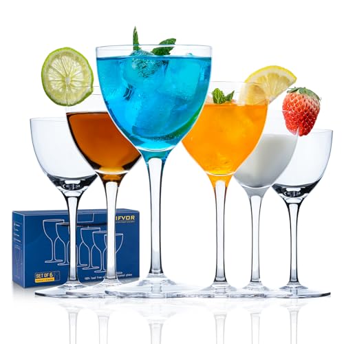 VIFVOR Martini Glasses Set of 6, Nick and Nora Glasses - 6oz Hand Blown Lead-Free Crystal Cocktail Glasses for Martini, Manhattan, Negroni, Aperitifs - Elegant Bar Glassware in Gift Box - My Kitchen Products
