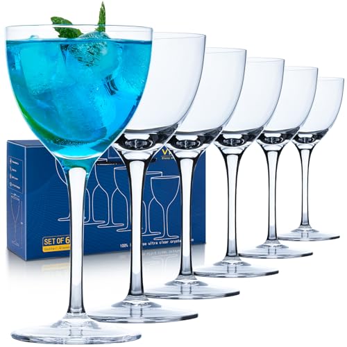 VIFVOR Martini Glasses Set of 6, Nick and Nora Glasses - 6oz Hand Blown Lead-Free Crystal Cocktail Glasses for Martini