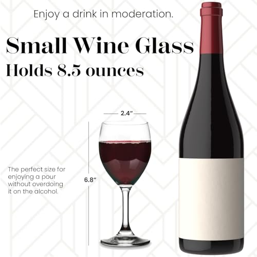 Vikko 8.5 Ounce Small Wine Glasses Set of 6, Fancy Red and White Wine Glass, Durable Stem, Copas De Vino Dishwasher Safe - My Kitchen Products