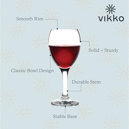Vikko 8.5 Ounce Small Wine Glasses Set of 6, Fancy Red and White Wine Glass, Durable Stem, Copas De Vino Dishwasher Safe - My Kitchen Products