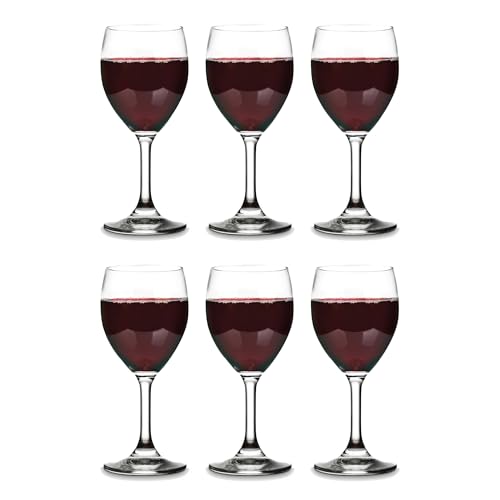 Vikko 8.5 Ounce Small Wine Glasses Set of 6, Fancy Red and White Wine Glass, Durable Stem, Copas De Vino Dishwasher Safe