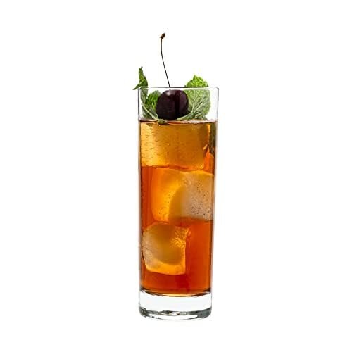 Vikko Highball Glasses with Weighted Base, 10.75 Ounce Drinking Glass, Set of 6 Collins Glasses for Juice
