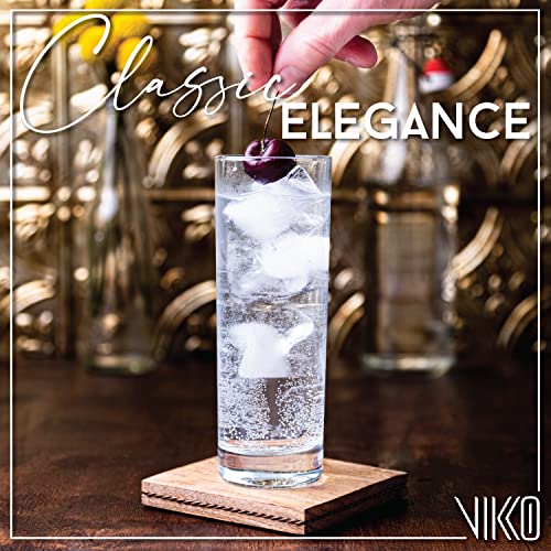 Vikko Highball Glasses with Weighted Base, 10.75 Ounce Drinking Glass, Set of 6 Collins Glasses for Juice, Water, Beverages and Cocktails - My Kitchen Products