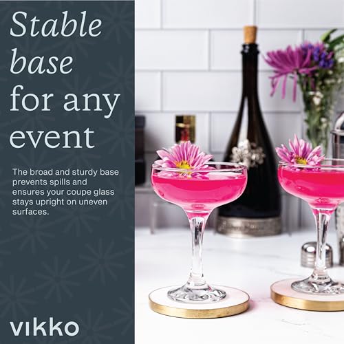 Vikko Martini Glass Set of 12, Bulk Martini Glasses 8.5 Ounce, Coupe Glasses with Stem, Cosmopolitan Glasses for Martini, Vodka and Cocktails - My Kitchen Products
