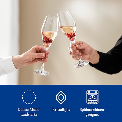 Villeroy & Boch La Divina Collection Champagne Flute, 4 oz Capacity, Set of 4 Crystal Glass, Made in Europe - My Kitchen Products