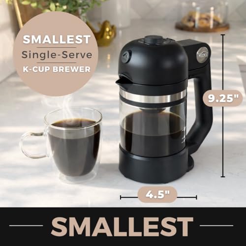 VINCI Micro Café Smallest Single-Serve Coffee Brewer | Compatible with Keurig K-Cups, K-Pods | Glass Carafe | Enclosed Brewing for Hotter Coffee | Large Capacity Reusable Filter Cup Included (Red) - My Kitchen Products