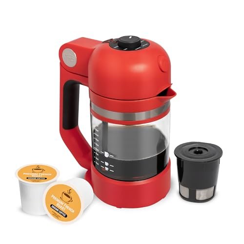 VINCI Micro Café Smallest Single-Serve Coffee Brewer | Compatible with Keurig K-Cups, K-Pods | Glass Carafe | Enclosed Brewing for Hotter Coffee | Large Capacity Reusable Filter Cup Included (Red) - My Kitchen Products
