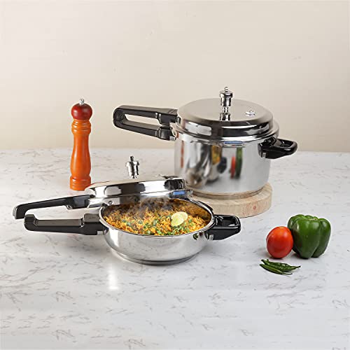 Vinod Pressure Cooker Stainless Steel – Outer Lid - 2 Liter – Induction Base Cooker – Indian Pressure Cooker – Sandwich Bottom – Best Used For Indian Cooking, Soups, and Rice Recipes, Quinoa - My Kitchen Products