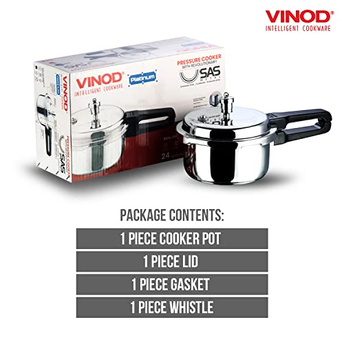Vinod Pressure Cooker Stainless Steel – Outer Lid - 2 Liter – Induction Base Cooker – Indian Pressure Cooker – Sandwich Bottom – Best Used For Indian Cooking, Soups, and Rice Recipes, Quinoa - My Kitchen Products