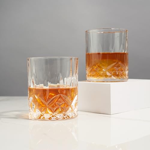 Viski Admiral Crystal Whiskey Tumbler Set of 2 - Premium Crystal Clear Liquor Drinking Glass, Classic Lowball Cocktail Glasses Gift Set, 9 Oz - My Kitchen Products