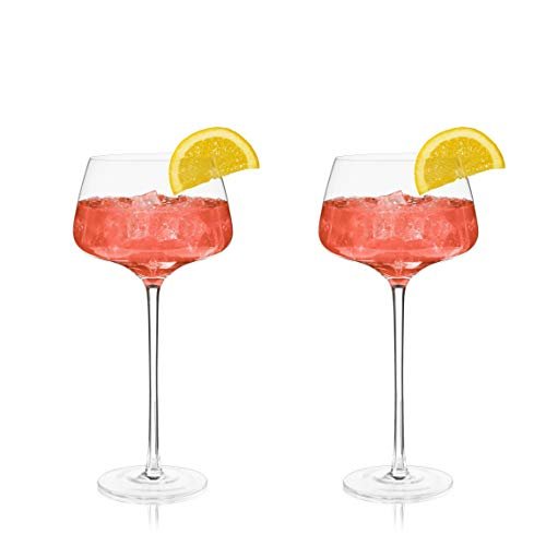 Viski Angled Stemmed Cocktail Glasses for Aperol Spritz, Campari Spritz, Tonic, Classic Cocktails, Elegant Long Stem Crystal Drinking Glasses, Perfect for Party Events & Celebrations, 16 oz, Set of 2 - My Kitchen Products
