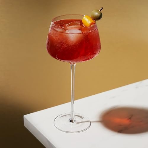 Viski Angled Stemmed Cocktail Glasses for Aperol Spritz, Campari Spritz, Tonic, Classic Cocktails, Elegant Long Stem Crystal Drinking Glasses, Perfect for Party Events & Celebrations, 16 oz, Set of 2 - My Kitchen Products