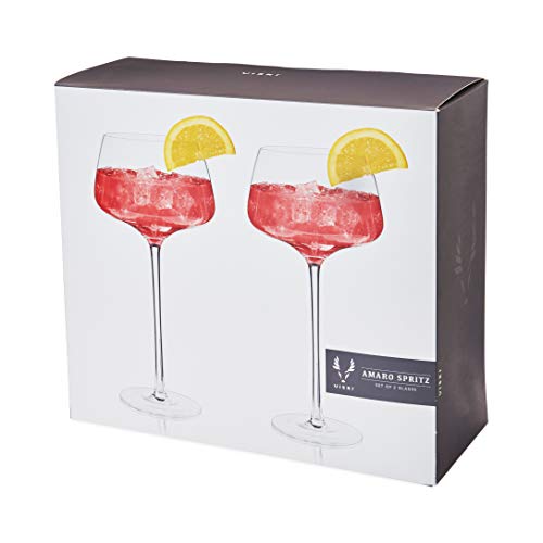 Viski Angled Stemmed Cocktail Glasses for Aperol Spritz, Campari Spritz, Tonic, Classic Cocktails, Elegant Long Stem Crystal Drinking Glasses, Perfect for Party Events & Celebrations, 16 oz, Set of 2 - My Kitchen Products