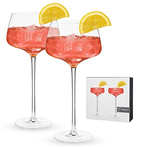 Viski Angled Stemmed Cocktail Glasses for Aperol Spritz, Campari Spritz, Tonic, Classic