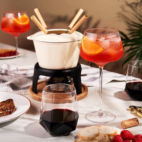 Viski Angled Stemmed Cocktail Glasses for Aperol Spritz, Campari Spritz, Tonic, Classic Cocktails, Elegant Long Stem Crystal Drinking Glasses, Perfect for Party Events & Celebrations, 16 oz, Set of 2 - My Kitchen Products