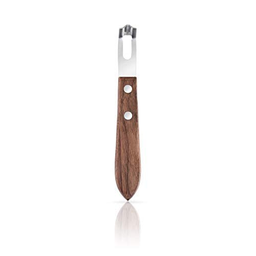 Viski Channel Knife, Citrus Zester and Orange Peeler Tool, Walnut Wood and Stainless Steel Bar Tool for Cocktail