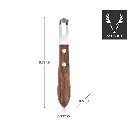 Viski Channel Knife, Citrus Zester and Orange Peeler Tool, Walnut Wood and Stainless Steel Bar Tool for Cocktail Garnishes, Perfect for Home Bars, Craft Cocktails and Bartender Gifts, Set of 1 - My Kitchen Products