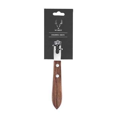 Viski Channel Knife, Citrus Zester and Orange Peeler Tool, Walnut Wood and Stainless Steel Bar Tool for Cocktail Garnishes, Perfect for Home Bars, Craft Cocktails and Bartender Gifts, Set of 1 - My Kitchen Products