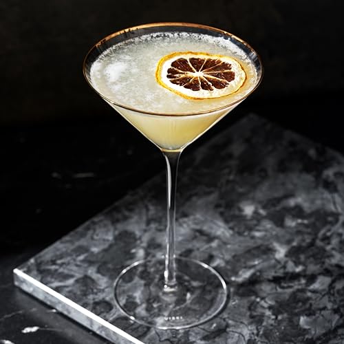 Viski Meridian Martini Glasses - Stemmed Fun Cocktail Glasses - Art Deco Ripple Gold Rimmed Crystal Glassware - 7.8oz Set of 2 - My Kitchen Products