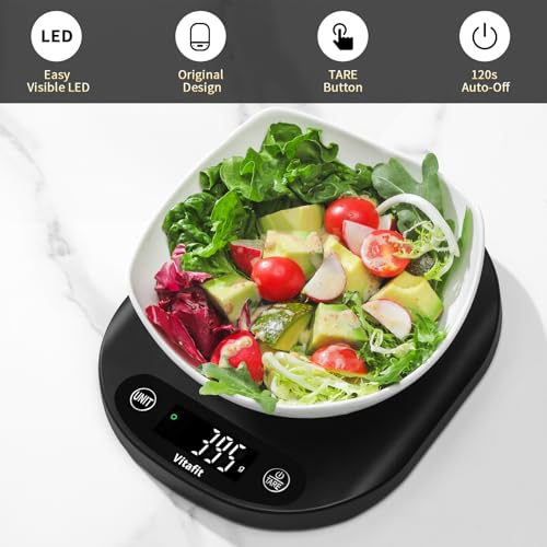 Vitafit 33lb/15kg Digital Food Scale in High Precision 0.1oz/1g, Our Own Kitchen Scale Professional Factory Since 2001, Home and Kitchen Essentials for Cooking and Baking, LED, 3*AAA Batteries, Black - My Kitchen Products