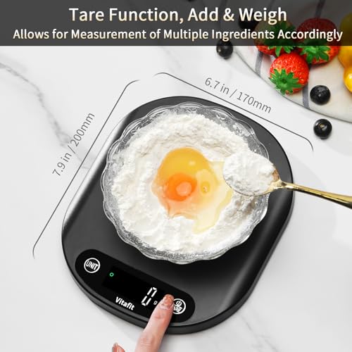 Vitafit 33lb/15kg Digital Food Scale in High Precision 0.1oz/1g, Our Own Kitchen Scale Professional Factory Since 2001, Home and Kitchen Essentials for Cooking and Baking, LED, 3*AAA Batteries, Black - My Kitchen Products