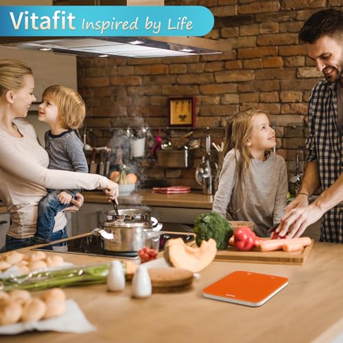 Vitafit 33lb/15kg Digital Food Scale in High Precision 0.1oz/1g, Our Own Kitchen Scale Professional Factory Since 2001, Kitchen Essentials for Cooking & Baking, LED, 3xAAA Battery, Refreshing Orange - My Kitchen Products