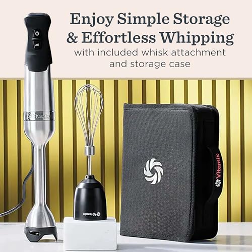 Vitamix 5-Speed Immersion Blender 3-Piece Bundle with Whisk Attachment and Storage Case, Professional-Grade Hand Blender with 625-Watt Motor and Stainless-Steel Blade, Stainless Steel/Black - My Kitchen Products