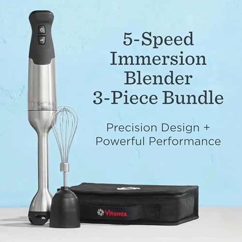 Vitamix 5-Speed Immersion Blender 3-Piece Bundle with Whisk Attachment and Storage Case, Professional-Grade Hand Blender with 625-Watt Motor and Stainless-Steel Blade, Stainless Steel/Black - My Kitchen Products