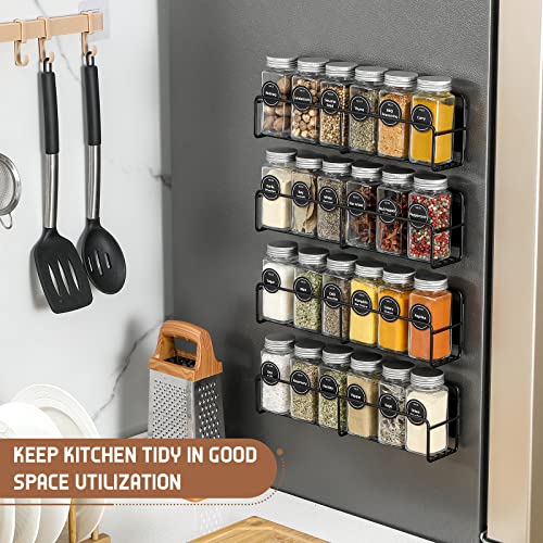 VITEVER Magnetic Spice Rack, 4 Pack, 24 Square Glass Jars with Lids, Quick-Find Pre-Printed Labels, Funnel, Space Saver, Refrigerator and Microwave Oven Organizer - My Kitchen Products