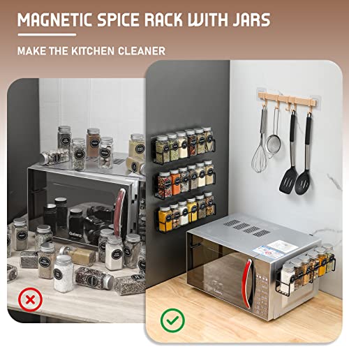 VITEVER Magnetic Spice Rack, 4 Pack, 24 Square Glass Jars with Lids, Quick-Find Pre-Printed Labels, Funnel, Space Saver, Refrigerator and Microwave Oven Organizer - My Kitchen Products