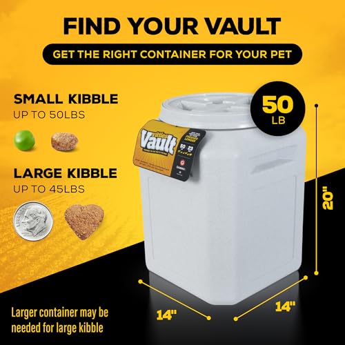 Vittles Vault Traditional Pet Food Storage Container For Dog Kibbles/Bird Seed/Oatmeal/Rice/Flour/Cereal, BPA Free Plastic, Sealed Airtight For Cat Food, Up To 50 lb, Made in USA, With Scoop, Gray - My Kitchen Products