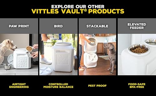 Vittles Vault Traditional Pet Food Storage Container For Dog Kibbles/Bird Seed/Oatmeal/Rice/Flour/Cereal, BPA Free Plastic, Sealed Airtight For Cat Food, Up To 50 lb, Made in USA, With Scoop, Gray - My Kitchen Products